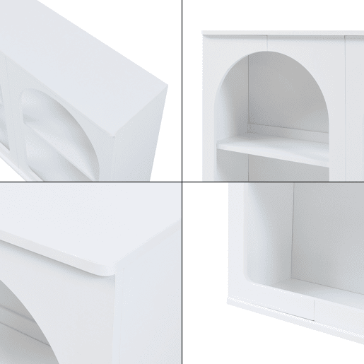Aparador Trorhun 6 compartimentos MDF 160x30x80cm - Branco en.casa Aparador Trorhun 6 compartimentos MDF 160x30x80cm - Branco en.casa