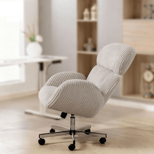 HOMCOM Cadeira de Escritório Cadeira de Secretária com Apoio de Braços Encosto Alto Apoio de Cabeça Regulável Rodas Altura Ajustável Giratória Função Basculante 74x70x104-112 cm Cinzento