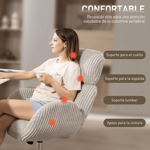 HOMCOM Cadeira de Escritório Cadeira de Secretária com Apoio de Braços Encosto Alto Apoio de Cabeça Regulável Rodas Altura Ajustável Giratória Função Basculante 74x70x104-112 cm Cinzento