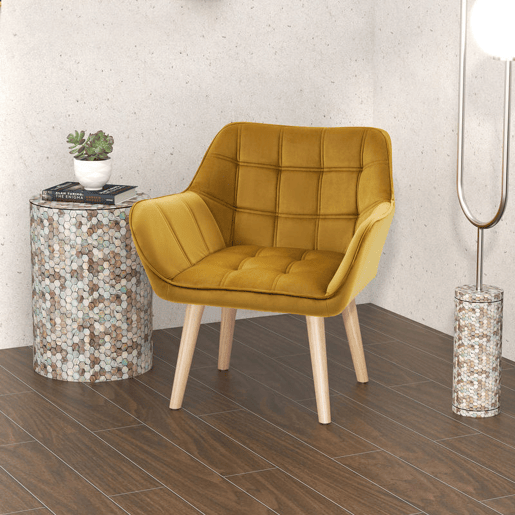 HOMCOM Poltrona Moderna de Sala, Cadeira de Leitura Estofada em Veludo com Pés de Madeira, Fácil de Montar, Poltrona Relax para Sala de Estar, Quarto e Varanda, Amarelo Mostarda HOMCOM Poltrona Moderna de Sala, Cadeira de Leitura Estofada em Veludo com Pés de Madeira, Fácil de Montar, Poltrona Relax para Sala de Estar, Quarto e Varanda, Amarelo Mostarda