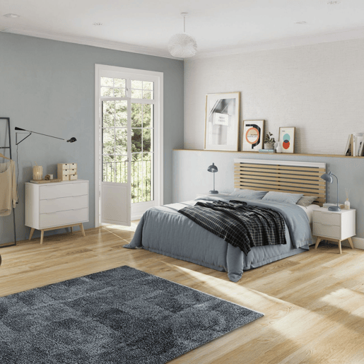 Mesa de cabeceira Numa 2 gavetas Blanco mate - Oak 40 x 53 x 35 cm