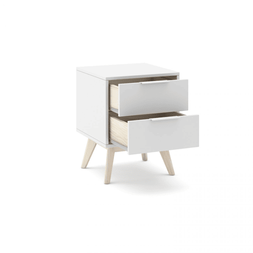 Mesa de cabeceira Numa 2 gavetas Blanco mate - Oak 40 x 53 x 35 cm