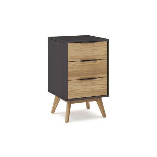 Mesa de cabeceira Numa 3 gavetas Gris Alpino 40 x 65,5 x 35 cm