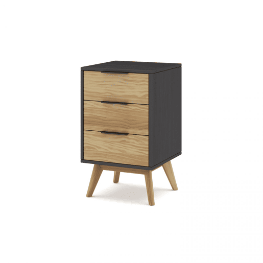 Mesa de cabeceira Numa 3 gavetas Gris Alpino 40 x 65,5 x 35 cm