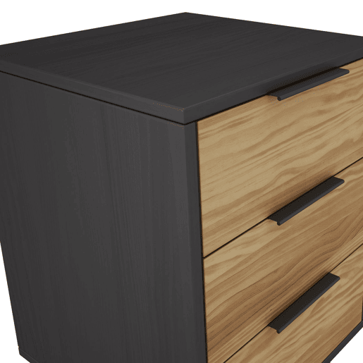 Mesa de cabeceira Numa 3 gavetas Gris Alpino 40 x 65,5 x 35 cm