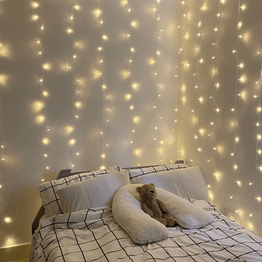 Conjunto de cortinas de luz Well Home com 240 luzes LED brancas quentes com controle remoto e 40 fios