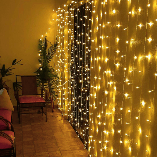 Conjunto de cortinas de luz Well Home com 172 luzes LED brancas quentes com controle remoto e 40 fios