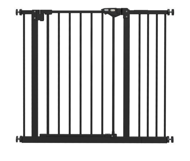 Pawhut barrera de seguridad para perros extensible 74-94 cm, para puertas y escaleras, barrera para perros medianos, cierre automático montaje a