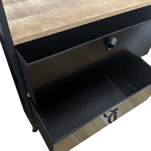 Closet aberto para quarto, 2 gavetas, barra suspensa Lofi em carvalho cambriano e cor preta com prateleira 60x175 cm