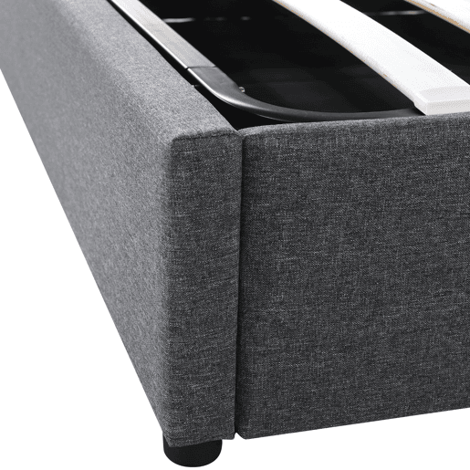 Cama de casal 160x200cm - Polsterbett com arrumação, LED, controlo por aplicação, carregamento USB Tipo C, cabeceira ajustável - Cinza