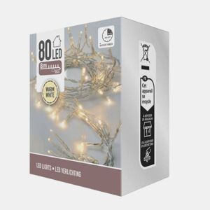 Well Home 80 Luzes de LED Branco Quente com Temporizador e Cabo Transparente