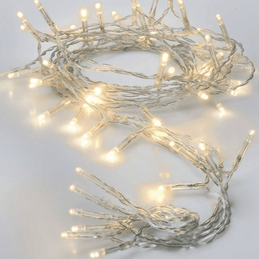 Well Home 80 Luzes de LED Branco Quente com Temporizador e Cabo Transparente
