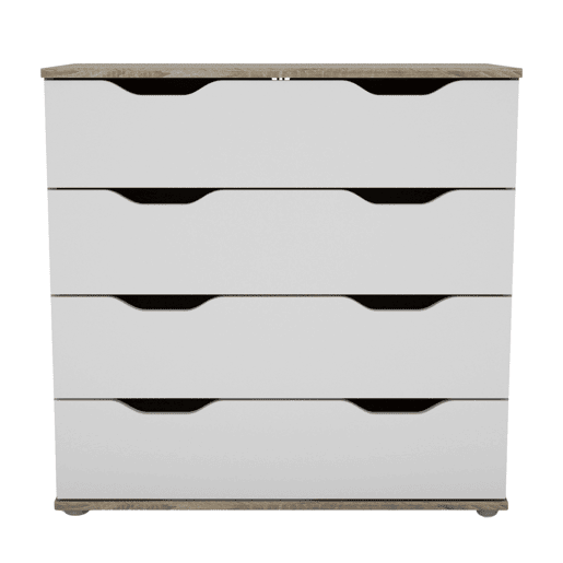Cômoda com 4 gavetas, armário de armazenamento, móveis de quarto modernos, carvalho Parc Sonoma e branco, 80x79x38 cm