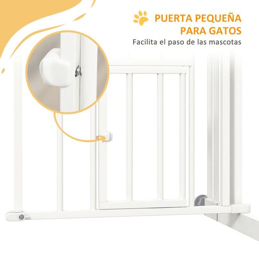 PawHut Barreira de Segurança para Cães 74-80 cm para Portas e Escadas Porta de Segurança para Animais com Montagem a Pressão e Duplo Bloqueio Branco