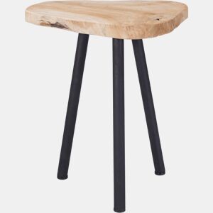 Mesa lateral removível de teca com pés de metal preto