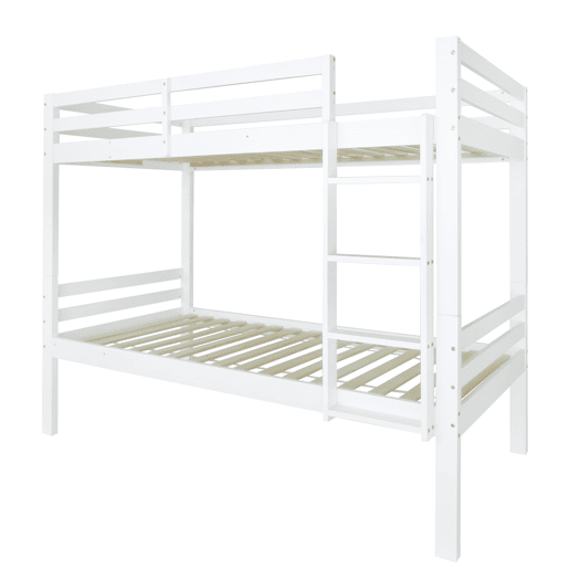 Beliche infantil 90x200 - cama juvenil com escada angular de 3 degraus e barreira de segurança, divisÃvel em 2 camas individuais - branco Beliche infantil 90x200 - cama juvenil com escada angular de 3 degraus e barreira de segurança, divisÃvel em 2 camas individuais - branco