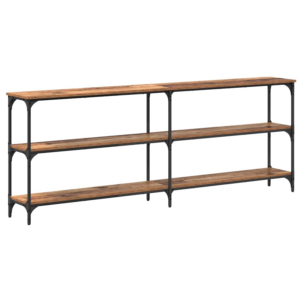 Mesa consola con estante madera vieja 200 x 29 x 75 cm