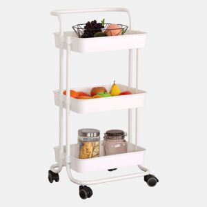 Carrinho de cozinha de metal com prateleiras, preto, 42x85x38 cm