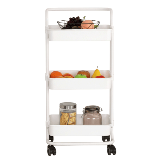 Carrinho de cozinha de metal com prateleiras, preto, 42x85x38 cm