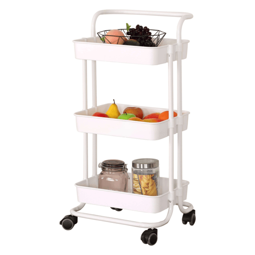 Carrinho de cozinha de metal com prateleiras, preto, 42x85x38 cm