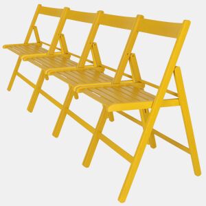 WELL HOME - Pacote de 4 cadeiras de madeira de faia, acabamento amarelo