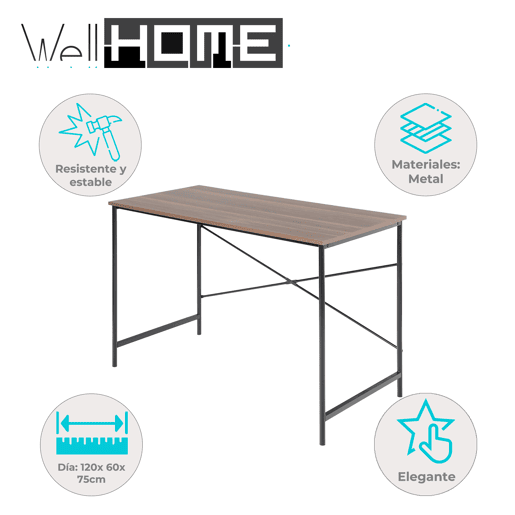 Mesa dobrável Well Home Tasman Walnut