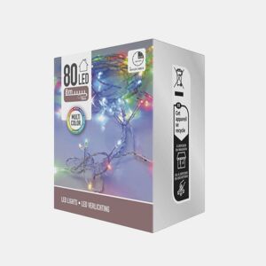 Well Home 80 Luzes LED Multicoloridas com Temporizador e Cabo Transparente