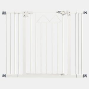 PawHut Barreira de Segurança Extensível Barreira para Animais de Estimação com Fecho Automático e Sistema de Duplo Bloqueio para Porta Corredor Escada 74-100x76 cm Branco