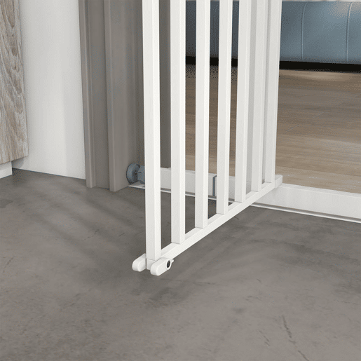 PawHut Barreira de Segurança Extensível Barreira para Animais de Estimação com Fecho Automático e Sistema de Duplo Bloqueio para Porta Corredor Escada 74-100x76 cm Branco