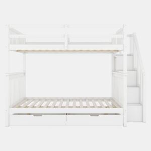 Litera 140x200 cm - Estante em escada, com duas gavetas, grades altas, certificação EN747-1 - Branco