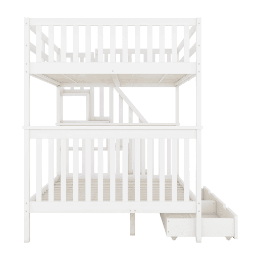 Litera 140x200 cm - Estante em escada, com duas gavetas, grades altas, certificação EN747-1 - Branco