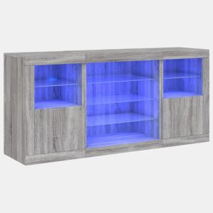 vidaXL Aparador com luzes LED 142,5x37x67 cm cinzento sonoma