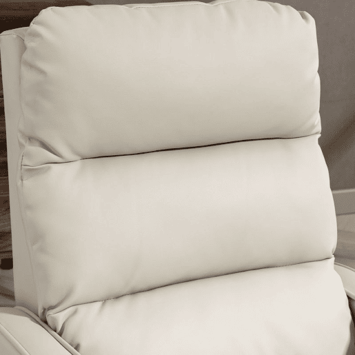 HOMCOM Poltrona Relax Reclinável Manual, Poltrona Estofada em PU com Apoio de Pés Retrátil, Almofadada, Reclinável até 160º, para Sala, Quarto, Creme, 65x89x100 cm