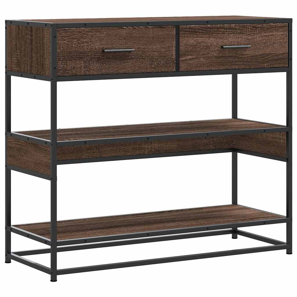 Mesa consola madera de ingeniería marrón roble 90x35x80 cm