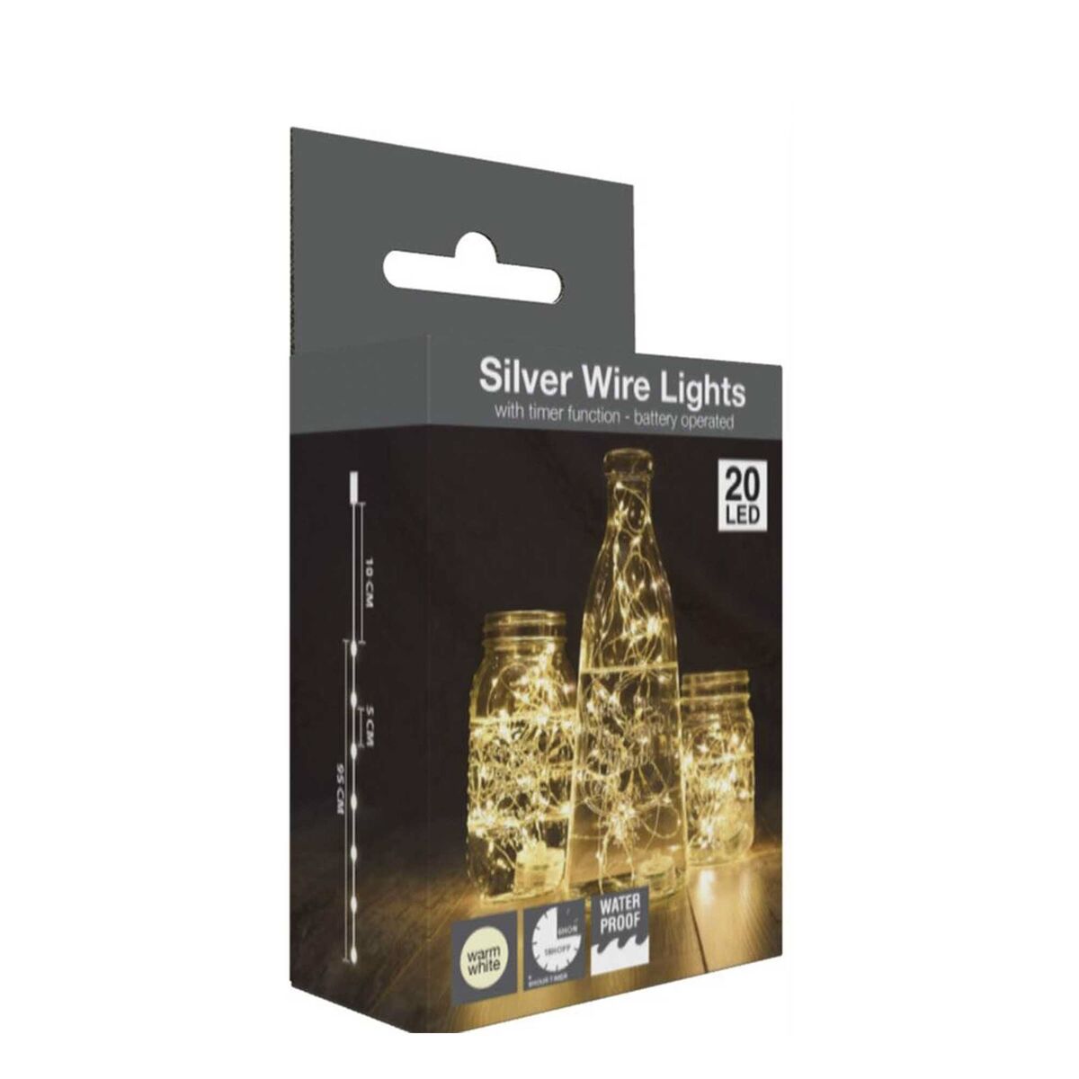 Guirnalda Silverwire con 20 micro LED cálido con Temporizador