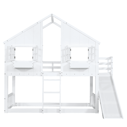 Beliche 90x200 cm - com escorregador, teto e janela, com proteção anticaída e escada de 3 degraus - branco
