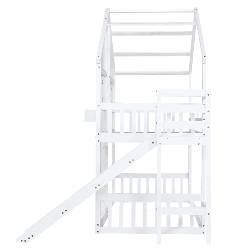 Beliche 90x200 cm - com escorregador, teto e janela, com proteção anticaída e escada de 3 degraus - branco