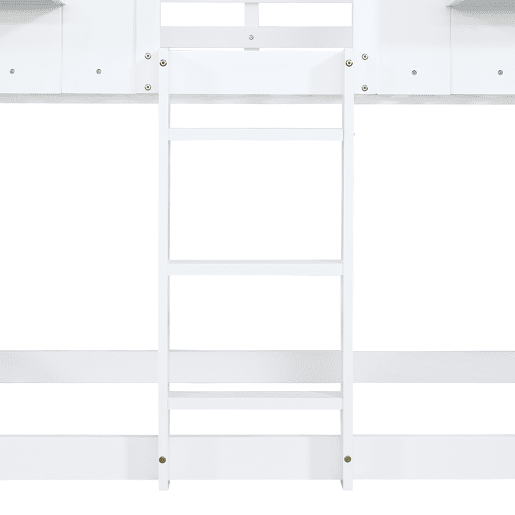 Beliche 90x200 cm - com escorregador, teto e janela, com proteção anticaída e escada de 3 degraus - branco