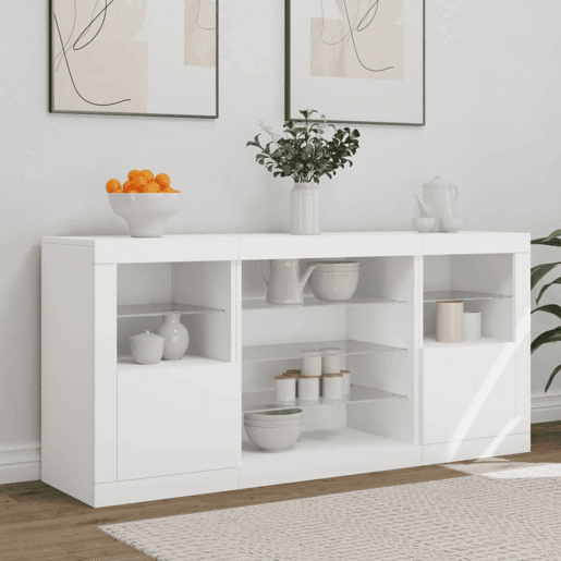 vidaXL Aparador com luzes LED 142,5x37x67 cm branco vidaXL Aparador com luzes LED 142,5x37x67 cm branco