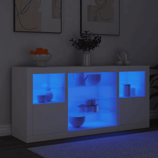 vidaXL Aparador com luzes LED 142,5x37x67 cm branco vidaXL Aparador com luzes LED 142,5x37x67 cm branco
