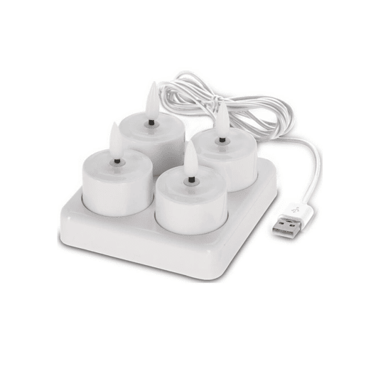 Well Home Conjunto de 4 velas LED piscantes com base de carregamento - Luzes quentes e aconchegantes para casa