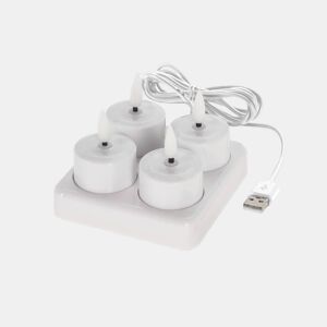 Well Home Conjunto de 4 velas LED piscantes com base de carregamento - Luzes quentes e aconchegantes para casa