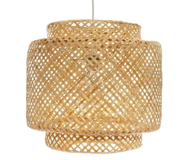 Well home - lámpara de techo colgante de bambú, diseño 38 x 40 cm, casquillo e27, cable 80 cm - ideal para salón y dormitorio