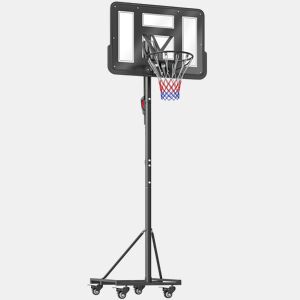 SPORTNOW Tabela de Basquetebol para Exterior Altura Ajustável 235-305 cm Tabela de Basquetebol Portátil com Placa Irrompível 110 cm Saco de Peso e Rodas para Adolescentes e Adultos Preto