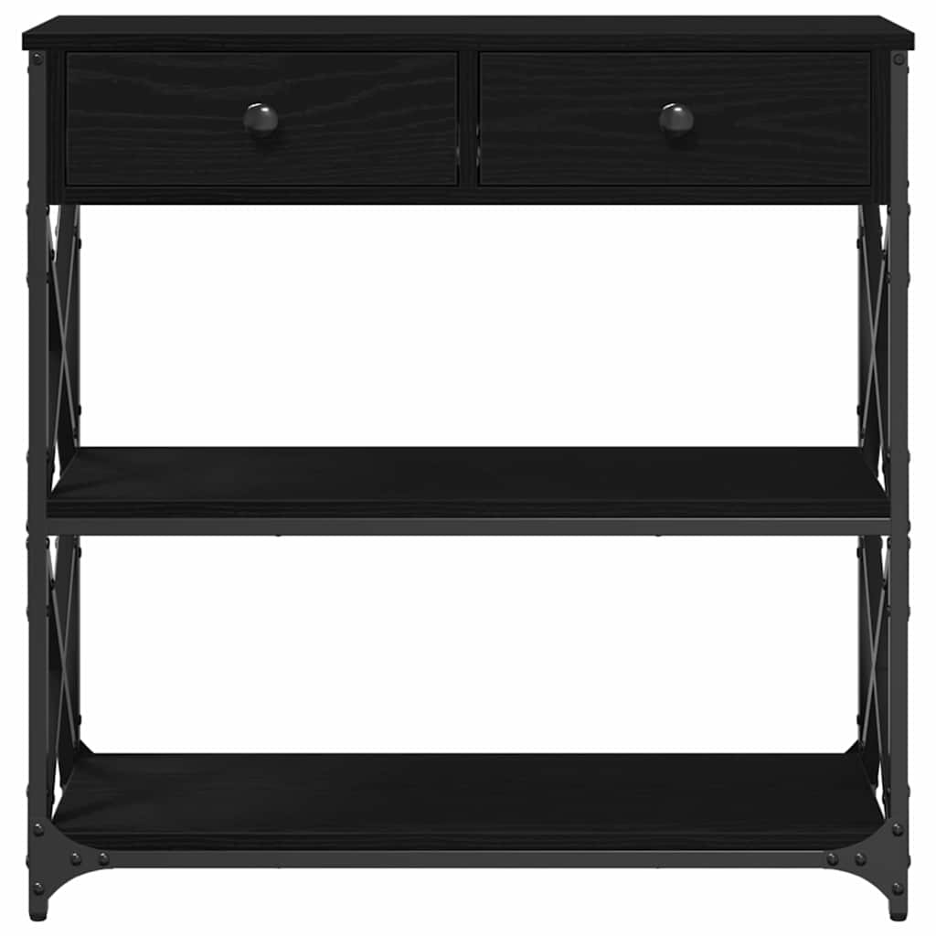 Mesa de consola con cajón roble negro 75 x 28 x 75 cm