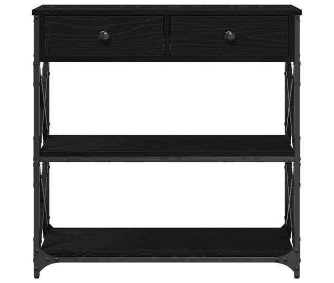 Mesa de consola con cajón roble negro 75 x 28 x 75 cm