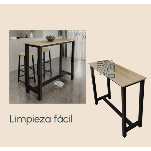 Mesa alta Cozinha Sala de jantar PretoSonoma 120x40x100 Ani Muebles Bonitos