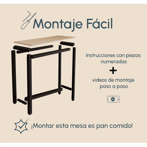 Mesa alta Cozinha Sala de jantar PretoSonoma 120x40x100 Ani Muebles Bonitos