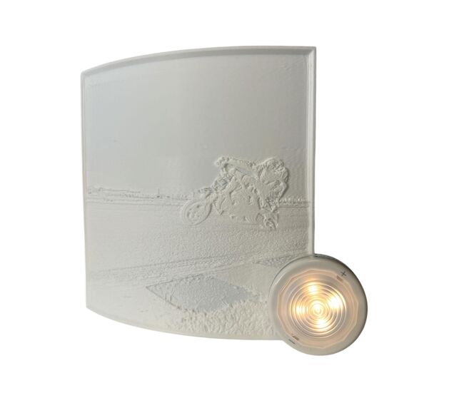 Well home - pantalla lámpara personalizable con tu foto 19,1x14x20cm + luz led presionable portátil - color blanco