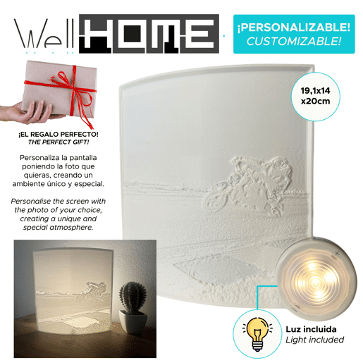 Abajur personalizável com SUA FOTO + Luz LED portátil